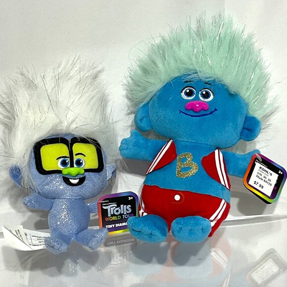 2 Trolls World Tour Plushes 9" & 11" NWT - Picture 1 of 14